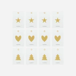 House Doctor Christmas Giftwrapping|Geschenkanhänger, HDGlitr, Weiß;Gold