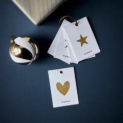 House Doctor Christmas Giftwrapping|Geschenkanhänger, HDGlitr, Weiß;Gold