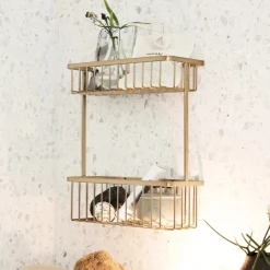 House Doctor Badezimmeraccessoires|Aufbewahrung Im Badezimmer|Korb, Bath, Double, Messing gebürstet