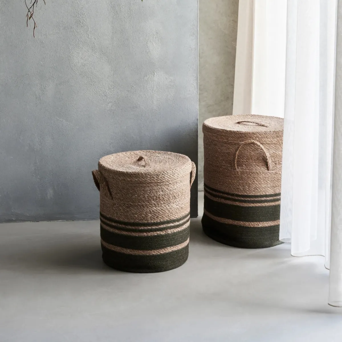 House Doctor Aufbewahrung|Aufbewahrung|Korb m. Deckel, HDLaundry, Army