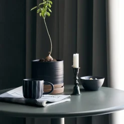 House Doctor Heimdekor|Blumentöpfe Und Übertöpfe|Pflanzgefäß m. Untertasse, HDAstu, Schwarz/Natur