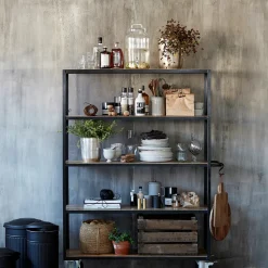 House Doctor Bücherschränke Und Regale|Bücherschränke Und Regale|Regal mit 4 Rollen, Schwarz / Holz