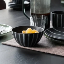 House Doctor Geschirr|Geschirr|Schüssel, HDLine, Schwarz/Braun