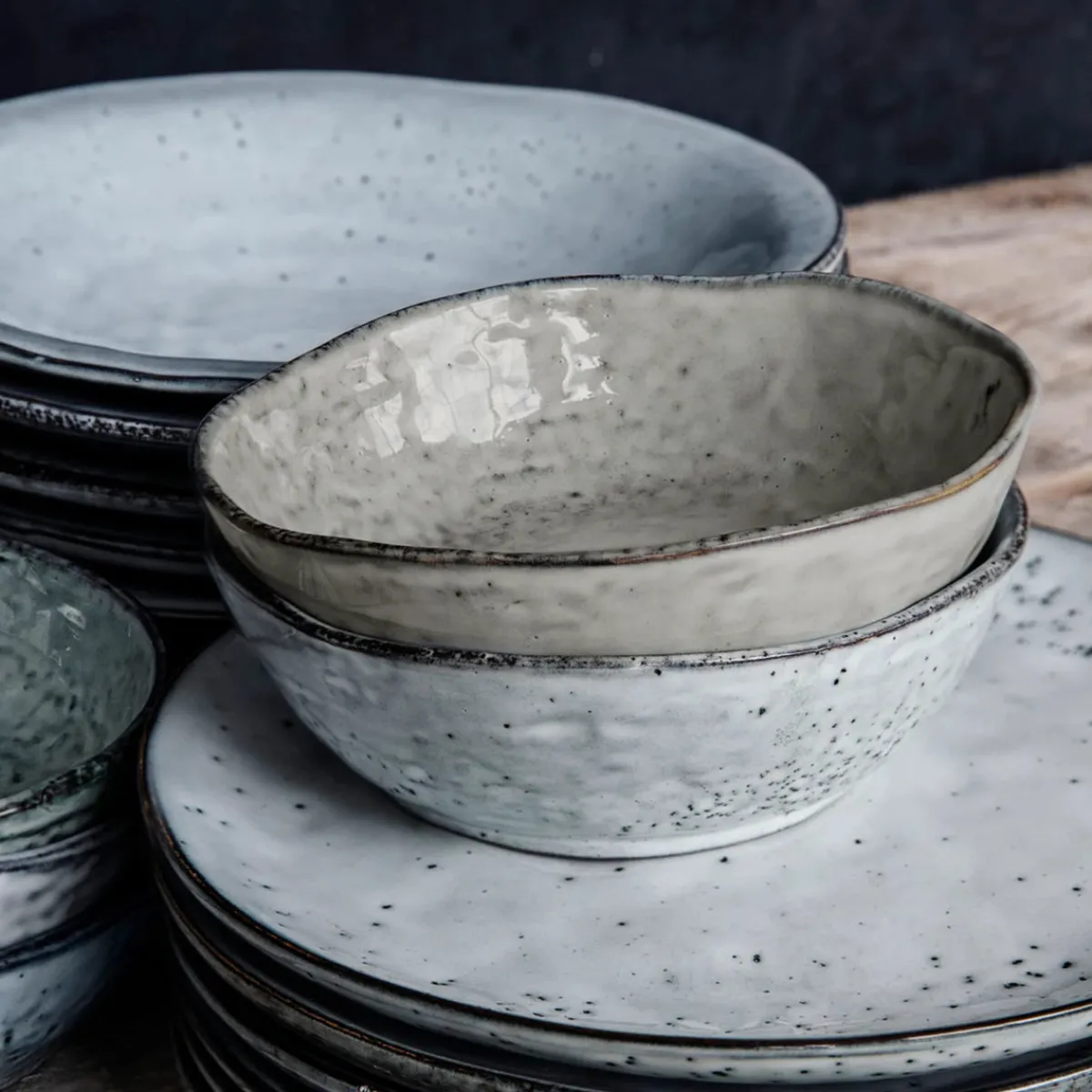 House Doctor Geschirr|Geschirr|Schüssel, Rustic, Grau/Blau