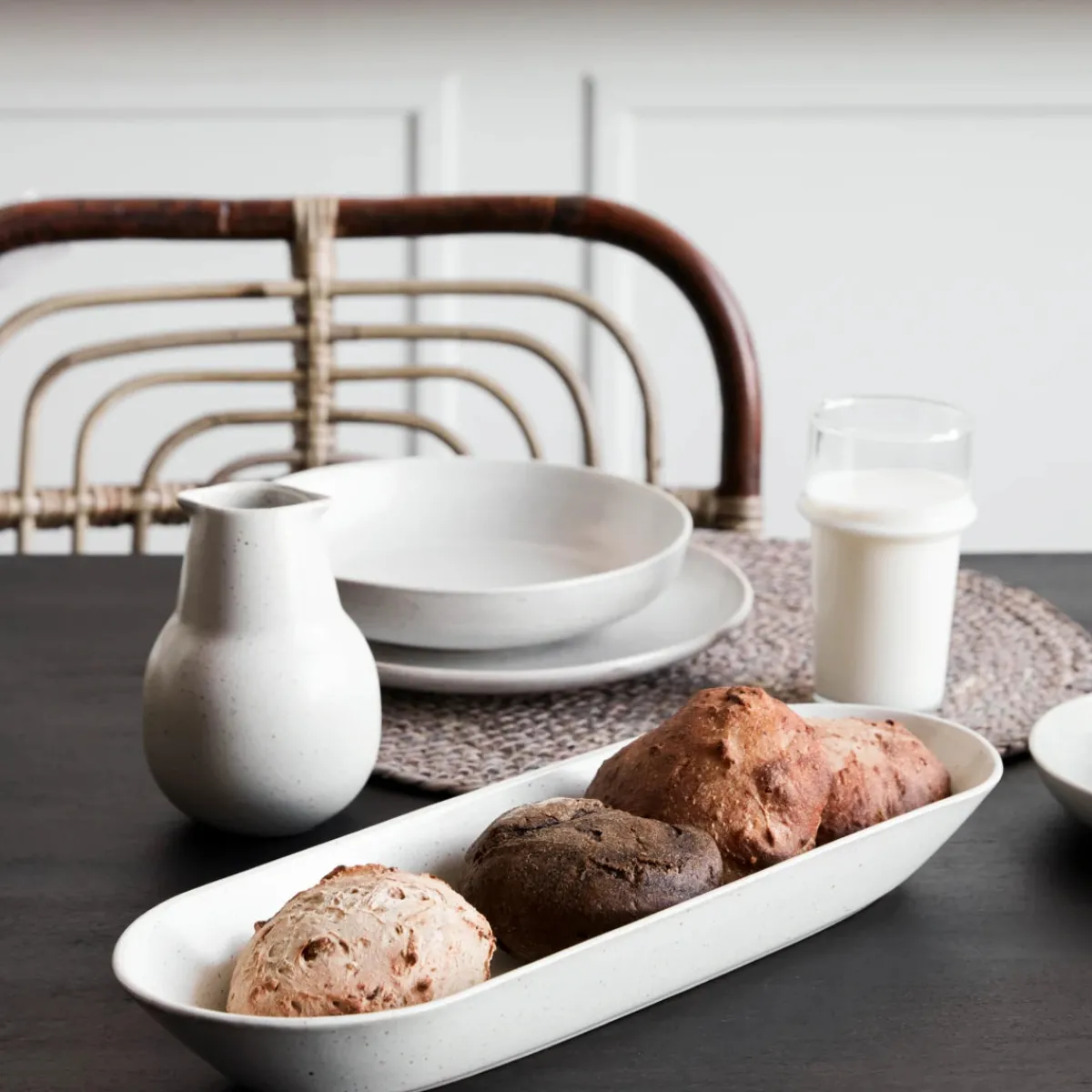 House Doctor Geschirr|Geschirr|Servierschale, Pion, Grau/ weiß