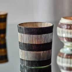 House Doctor Heimdekor|Teelichthalter Und Kerzenständer|Teelichthalter, HDStripe, Schwarz;Off-White