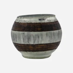 House Doctor Heimdekor|Teelichthalter Und Kerzenständer|Teelichthalter, HDStripe, Silber-Finish;Braun