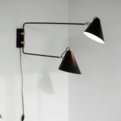 House Doctor Schlafzimmerbeleuchtung|Beleuchtung|Wandleuchte, Club Double, Schwarz