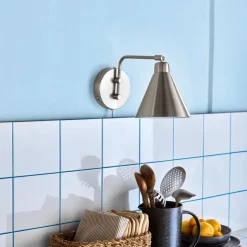 House Doctor Schlafzimmerbeleuchtung|Beleuchtung|Wandleuchte, HDGame, Gebürstetes Silber-Finish