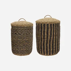 House Doctor Aufbewahrung|Aufbewahrung|Wäschekörbe, HDCesto, Natur;Schwarz