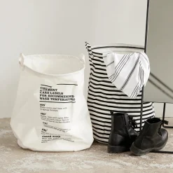 House Doctor Wäschekörbe|Wäschekörbe|Wäschesack, Stripes, Schwarz